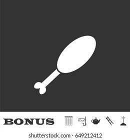 Chicken icon flat. White pictogram on black background. Vector illustration symbol and bonus icons