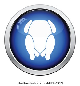 Chicken icon. Glossy button design. Vector illustration.