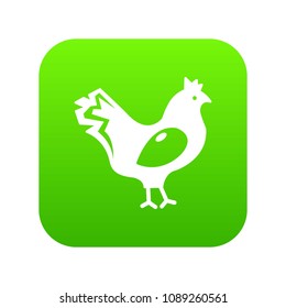 Chicken icon green vector isolated on white background