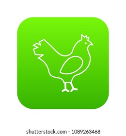 Chicken icon green vector isolated on white background