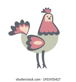 Chicken icon - hand drawn vector illustration isolated on white. Flat colors.