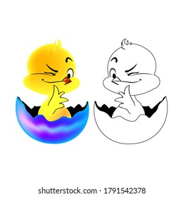 Chicken icon. Hand-drawn sign. The symbol of the joy of birth. Vector graphics for children and interface design.