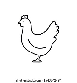 Chicken Icon. Hen Symbol. Outline Vector Sign, Linear Pictogram Isolated On White. Logo Illustration