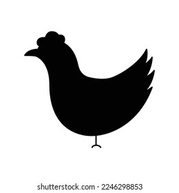 Chicken icon illustration. icon related to farm animal. Silhouette style. Simple vector design editable