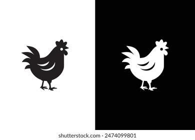 Ilustración del icono del pollo. diseño simple de la ilustración del icono del pollo, símbolo lindo de la gallina.