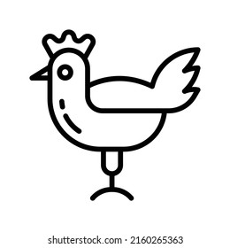 Chicken Icon. Line Art Style Design Isolated On White Background