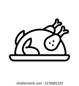 Chicken Icon. Line Art Style Design Isolated On White Background