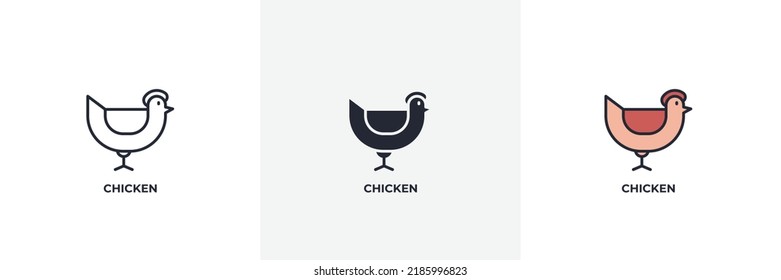 chicken icon. Line, solid and filled outline colorful version, outline and filled vector sign. Idea Symbol, logo illustration. Vector graphics