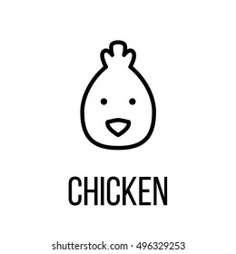 Chicken icon or logo in modern line style. High quality black outline pictogram for web site design and mobile apps. Vector illustration on a white background.