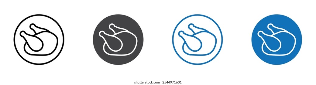 Chicken icon Logo sign in thin line outline