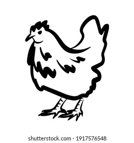 Logo del icono del pollo en el vector aislado en fondo blanco. Ilustración de pollo en estilo de línea