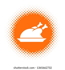Icono de pollo en forma redondeada de medio tono. Ilustración del vector