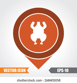 Chicken Icon On Map Pointer. Eps.-10.