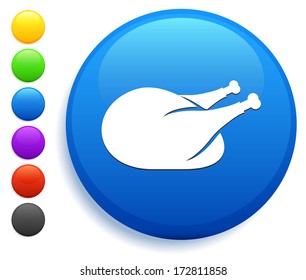 Chicken Icon on Round Button Collection