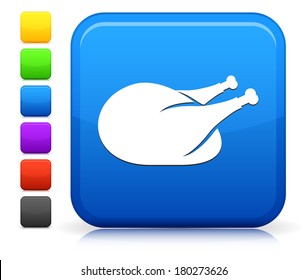 Chicken Icon on Square Internet Button Collection