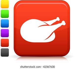 chicken icon on square internet button  Six color options included.