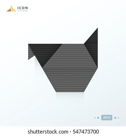 chicken icon origami black color