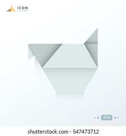 chicken icon origami white color