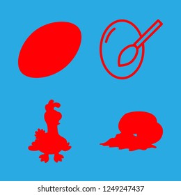 chicken icon set about easter egg, cock and egg vector set