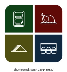 chicken icon set. Collection of Chicken breast, Chicken, Sandwich, Egg carton icons