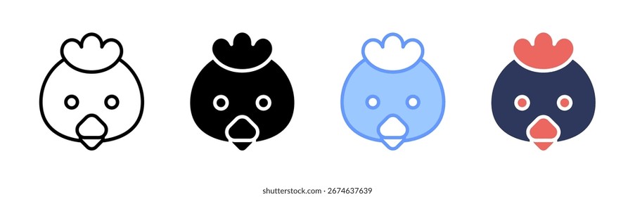 Chicken Icon Set Multiple Style Collection