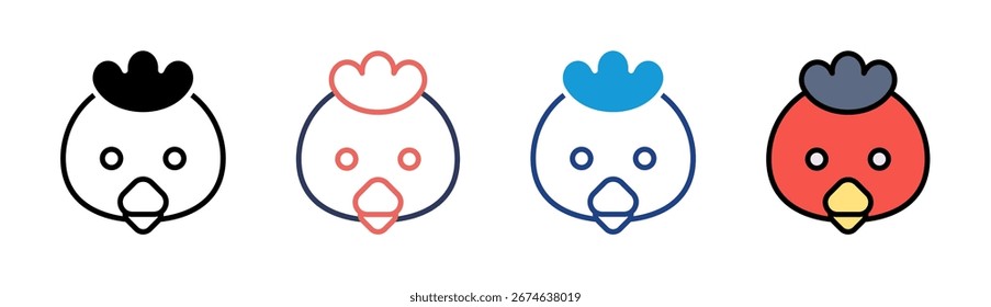 Chicken Icon Set Multiple Style Collection