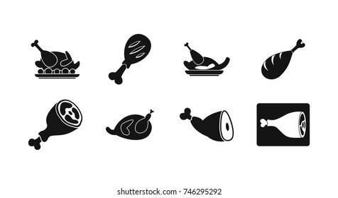 Chicken icon set. Simple set of chicken vector icons for web design isolated on white background