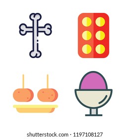 chicken icon set. vector set about croquette, egg, eggs and bones icons set.