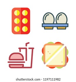chicken icon set. vector set about sandwich, hamburger and eggs icons set.