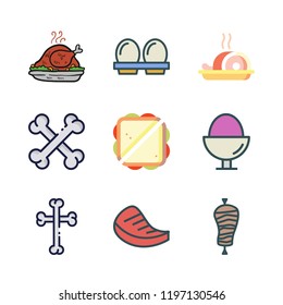 chicken icon set. vector set about sandwich, egg, turkey and meat icons set.