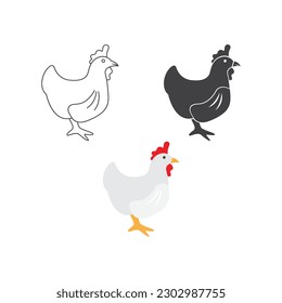 Diseño del vector de conjunto de iconos de pollo.