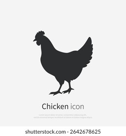 Chicken icon silhouette. Hen logo isolated. Vector illustration.