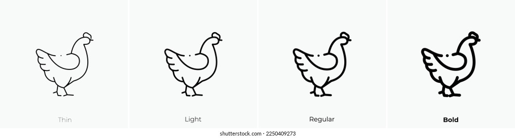 chicken icon. Thin, Light Regular And Bold style design isolated on white background