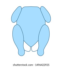 Chicken Icon. Thin Line With Blue Fill Design. Vector Illustration.