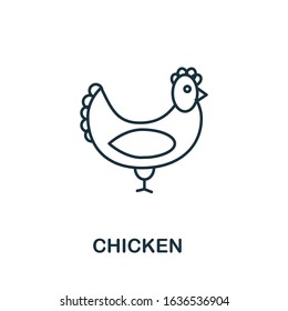 Chicken icon. Thin line style element from farm icons collection. Outline Chicken icon for computer and mobile.