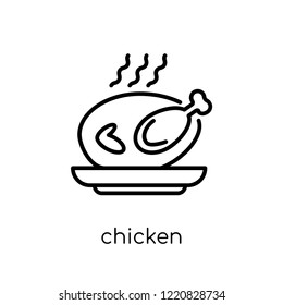 chicken icon. Trendy modern flat linear vector chicken icon on white background from thin line Restaurant collection, outline vector illustration