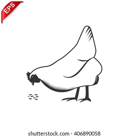 chicken icon, vector hen icon, isolated chicken clip art
