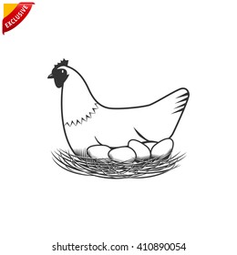 chicken icon, vector hen icon, isolated chicken clip art