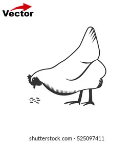 chicken icon, vector hen icon, isolated chicken clip art