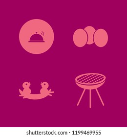 chicken icon. chicken vector icons set nest chicks, grill, eggs and proper meal