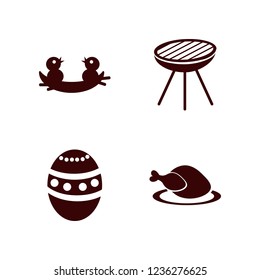 chicken icon. chicken vector icons set hot chicken, grill, nest chicks and easter egg