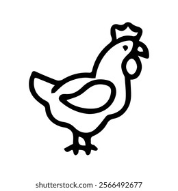 Chicken Icon Vector Illustration. Farm Animal Silhouettes. Flat Design Style Isolated On White Background.