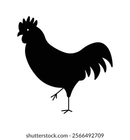 Chicken Icon Vector Illustration. Farm Animal Silhouettes. Flat Design Style Isolated On White Background.