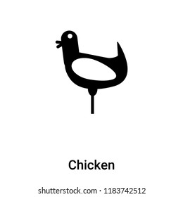 Chicken icon vector isolated on white background, logo concept of Chicken sign on transparent background, filled black symbol