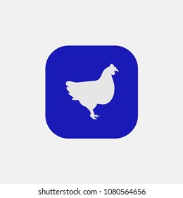 chicken icon vector on blue