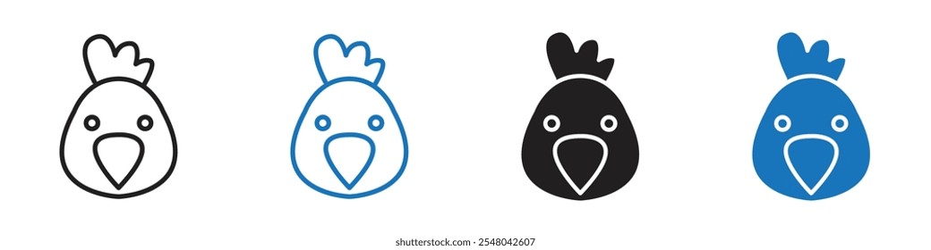 Chicken icon Vector set outline