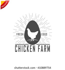 chicken icon, vector chicken silhouette, isolated chicken farm logo 