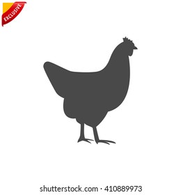 Chicken Icon, Vector Chicken Silhouette, Isolated Chicken Silhouette