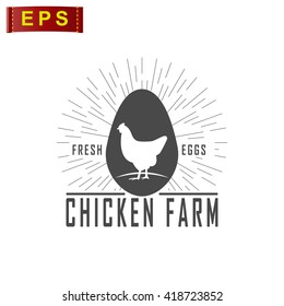 chicken icon, vector chicken silhouette, isolated chicken farm logo 