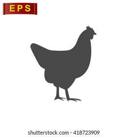 chicken icon, vector chicken silhouette, isolated chicken silhouette